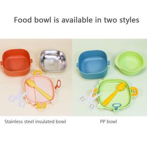 Boîte à lunch portable en plastique PP sans BPA personnalisée, ensemble de bols de rangement pour bébé en acier inoxydable avec cuillère et ciseaux pour enfants - Product Image 4
