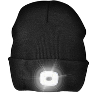 USB ricaricabile a LED luce notturna di corsa ciclismo torcia invernale in acrilico berretto cappello a maglia con ricamo 3D per uomo e donna