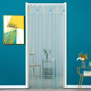 Cortina de encaje para puerta, malla de poliéster, autoadhesiva, sin necesidad de perforar, para uso en verano, para dividir el dormitorio - Product Image 3