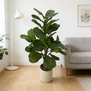 ต้นไม้ประดิษฐ์สีเขียวในกระถางพร้อมของตกแต่งใบต้นไทรสำหรับวางบนพื้นห้องนั่งเล่น - Product Image 6