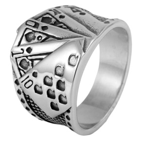 <b>Titanium</b> Steel Playing Card <b>Ring</b> Men's Straight Flush Design Stainless Steel Jewelry Gift For Men Geometric Pattern FY28091 - Product Image 5