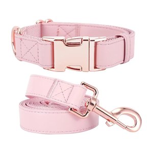 Conjunto de correa de cuello de perro de moda de lujo impermeable suave cuero vegano hebilla de oro rosa duradero elegante para perros pequeños medianos grandes - Product Image 2