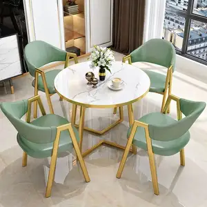 カスタムテーブルと椅子セット大理石の金属製ダイニングテーブルリビングルームコーヒーテーブル