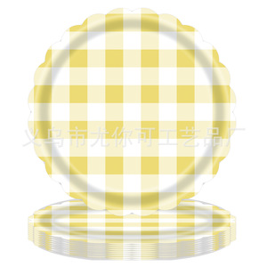 Yellow Plaid <b>Disposable</b> Party <b>Tableware</b> Set Plates Napkins Cutlery For Birthday Parties Decorations - Product Image 2