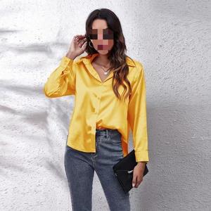 Dames blouses groothandel, stijlvolle effen damesblouse, comfortabel dames satijnen overhemd voor kantoor, lente, herfst, formele stijl - Product Image 5