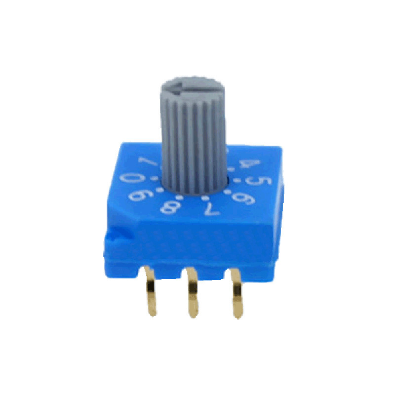 Thru-hole Terminal 3+3 Pins <strong>10</strong> <strong>Position</strong> BCD <strong>Code</strong> <strong>Rotary</strong> Dip <strong>Switch</strong> SPST RoHS Certified 50VDC 100mA Eker RS Series 20000 Steps