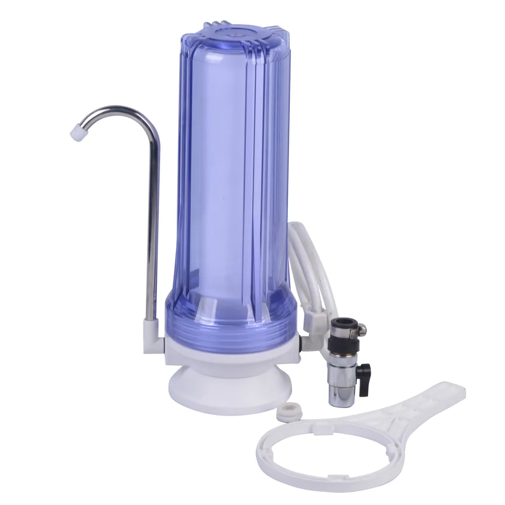 Comptoir 10 pouces robinet purificateur d'eau filtre de robinet avec boîtier transparent ou blanc déviateur PP cartouche de sédiments