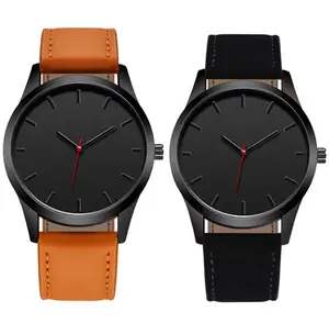 2024 Fashion Business Men's Watch Large Dial Belt Watch Student Men's Casual Simple Quartz Watch Wholesale