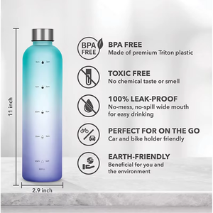 Bouteille d'eau Tritan <span class=keywords><strong>Sport</strong></span> <span class=keywords><strong>1L</strong></span> avec marqueur de temps | Boire directement | Faire bouillir l'eau sans danger | PS en plastique pour la salle de <span class=keywords><strong>sport</strong></span>, l'école et l'extérieur - Product Image 2