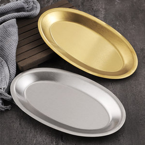 Stainless Steel Oval Plate 304 Gold Color Deep Dish For Food Serving Party Use - Product Image 3