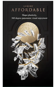 Lampadario Moderno Minimalista in Acrilico Lampada a Sospensione di Lusso Stile Francese per Soggiorno Hotel <span class=keywords><strong>Luci</strong></span> Dorate in Alluminio Illuminazione Artistica per la Casa - Product Image 6