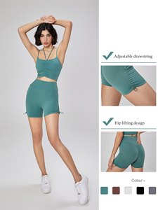 Mujer verano suave cómoda ropa deportiva cordón lateral levantamiento de glúteos Pantalones deportivos gimnasio correr entrenamiento Yoga pantalones cortos ajustados - Product Image 5