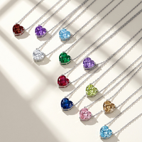 Fijngevoelige 12 Kleuren Geboortesteen Hart Ketting 316L RVS Waterdichte Hartvormige CZ Hangertje Ketting Verjaardag Valentijn Cadeau