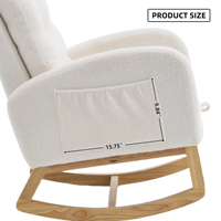 Fauteuil à bascule avec repose-pieds, dossier haut, pieds en bois, pour chambre à coucher et salon, 26,77 D x 38,36 L x 39,76 H pouces
