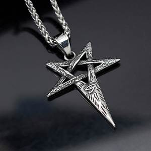 Gothic Viking Devil Eye Pentagram Charm Necklace Fashion Mens Stainless Steel Pendant Juvenile Gift Biker Jewelry Accessories - Product Image 1