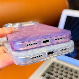 Funda plateada con diseño de plumas y ventana grande para iPhone 17 Pro Max, también compatible con iPhone Air/16 Plus con protector de lente - Product Image 2