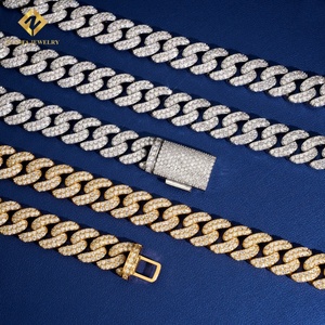 Cadena Cubana de Plata de Ley 925 de 13 mm para Hombre, Cadena Cubana con Moissanita VVS, Joyería Hip Hop con Incrustaciones de Diamantes, con Certificado GRA - Product Image 2