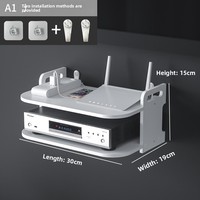 Support mural pour projecteur de salon Boîte décodeur évidée sans perçage avec étagère de rangement en plastique pour vaisselle