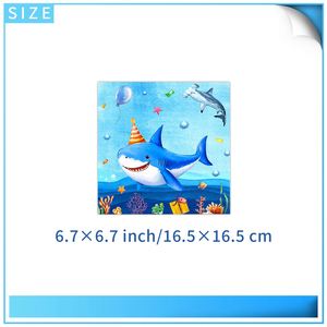 Artículos para Fiestas y Festivales con Temática de Tiburón Peligroso para Niños, Juego Desechable Azul Océano, Vajilla de Papel para Picnic al Aire Libre - Product Image 5