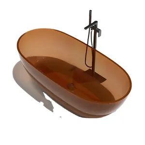 Copper Bathtub Artificial Stone Resin Solid Surface Crystal Freestanding Bathtubs for Modern Bathroom Hotel Project