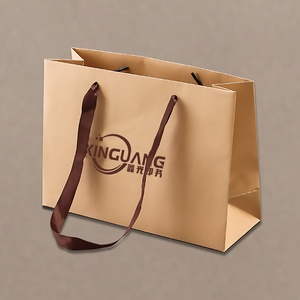 Wholesale Recyclable Luxury Cotton Handle Paper Bag Personalized Logo Printed for Clothing Shoes <b>Brown</b> Tote Shopping Gift Bag - Product Image 1