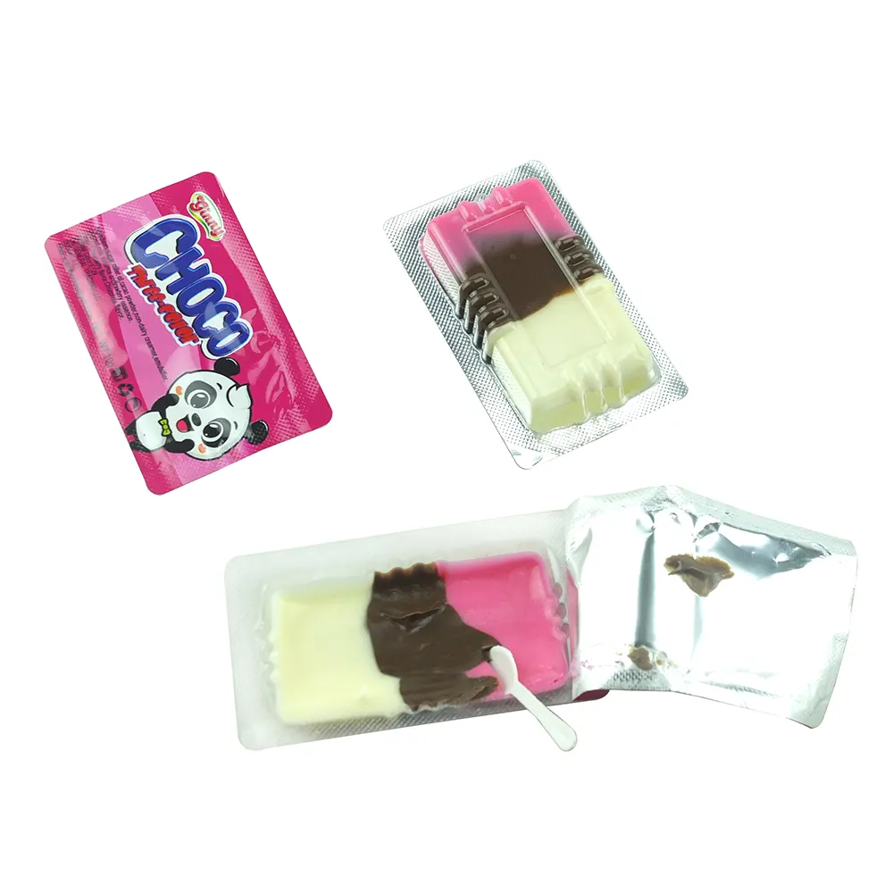 مربع التعبئة 8g شوكو 3 في 1 الألوان ماكينة تصنيع رقائق الشيكولاتة الحلو والشوكولاته بار