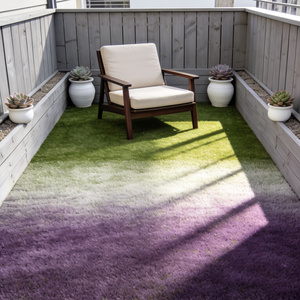 Gazon synthétique tissé rayé violet et vert écologique, résistant aux intempéries, pour aménagement paysager de jardin - Product Image 6