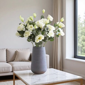 <b>Artificial</b> Lisianthus Flowers <b>Bouquet</b> Silk High Simulation Wedding Home Decor Ivory Light Pink Pale Green Champagne Light Blue - Product Image 1