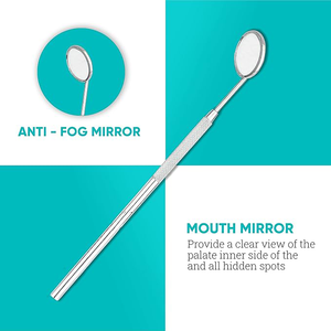 5-Piece Stainless Steel Probe Scaler Tongue Scraping Mouth Mirror <strong>Forceps</strong> Dental Oral Hygiene Dentist Tool Set Instrument - Product Image 2