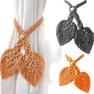 Boho <strong>Curtain</strong> Tiebacks <strong>Curtain</strong> Holdbacks Double Leaves Woven Cotton Rope <strong>Curtain</strong> <strong>Tie</strong> <strong>Backs</strong> for Indoor Drapes Decorative - Product Image 1