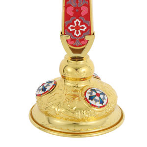 HT Croix Orthodoxe Bénédiction Croix Avec Support <span class=keywords><strong>Pour</strong></span> Église Décoration de La Maison <span class=keywords><strong>Passion</strong></span> de Jésus Icône Rouge et Bleu Enomal Croix - Product Image 6