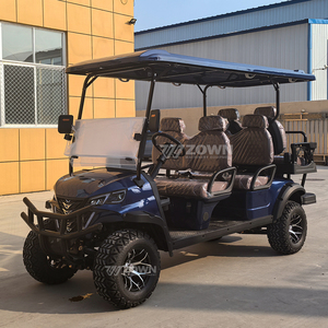 Carrito de Golf de Lujo Azul Oscuro para 6 Personas con Estante de Almacenamiento y Asientos de Cuero Confortables para Villa, Parque, Transporte de Invitados y Patrulla - Product Image 2