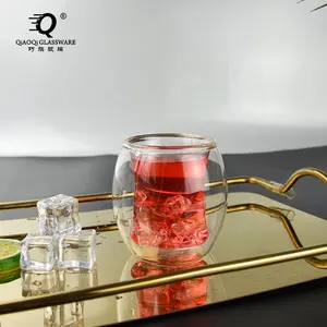 High Borosilicate Round Shaped Double Glass Candle Holder Cup Resistant Cocktail Coffee mug in Stock