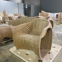 Chaise Paramétrique en Bois Massif, Chaise d'Attente pour Hôtel, Mobilier Paramétrique, Chaise en Bois Paramétrique