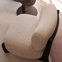 Fauteuil individuel de salon Guan Song, style crème, en bois massif, style Wabi-Sabi, pour la détente, minimaliste, modèle de designer