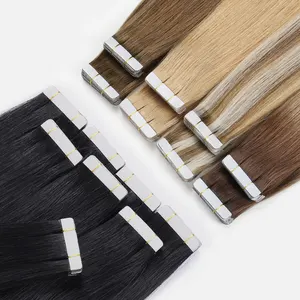 double drawn tape in hair extensions 100% human remy virgin invisible hair tape extension straight 4*0.8 cm 22 inch tape hair