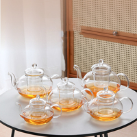 Théière en verre borosilicate haute résistance, grande capacité, pour tisanes, usage domestique, avec filtre intégré pour la séparation thé-eau, idéale pour servir le thé
