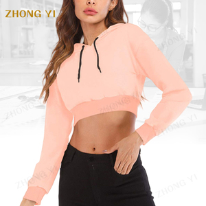 Venta al por mayor de fábrica personalizada gran oferta suéter en blanco casual mujeres recortadas Sudadera con capucha mujer niñas pulóver Top sudaderas con capucha y sudaderas - Product Image 6