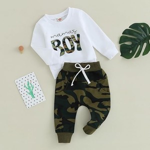 Ensemble deux pièces pour bébés garçons, sweat-shirt à manches longues avec imprimé lettres Mamas <span class=keywords><strong>Boy</strong></span>, pantalon de jogging camouflage, automne et printemps - Product Image 2