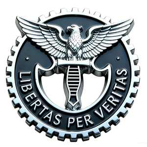 Écusson personnalisé 'Libertas Per Veritas' en forme d'aigle, en métal émaillé 2D, thème Amour, pour la remise des diplômes, l'anniversaire et Halloween - Product Image 1