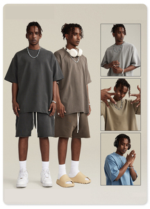 T-shirts unis surdimensionnés en coton 100% lavé, 260 g/m², personnalisables en gros - Product Image 3