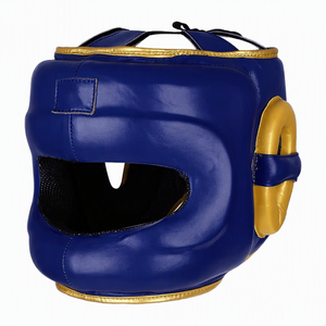 Protector de Cabeza para Boxeo, Cuero PU, Protección Deportiva, Gris con Detalles Dorados, Cierre de Gancho y Bucle, Unisex, Adulto - Product Image 2