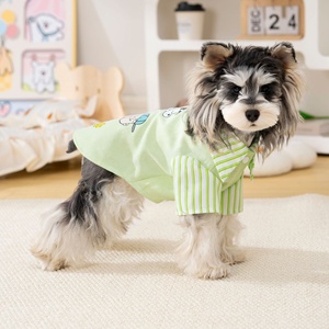 Camiseta Casual de Primavera/Verano para Mascotas, Linda, Transpirable, Ligera, Mezcla de Algodón y Poliéster, Cómoda y Divertida, con Diseño de Parches a Rayas y Dibujos Animados para Perros y Gatos - Product Image 4