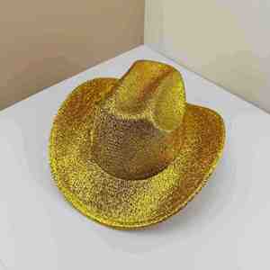 Sombrero de Vaquero Dorado al por Mayor para Mujer, Estilo Occidental, PVC Ecológico, en Blíster - Product Image 6
