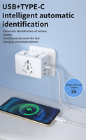 Cargador de Viaje Universal Compatible con Voltaje Mundial, EE. UU., Reino Unido, UE, AU, con 2 Puertos USB, 3 Puertos Tipo C, Adaptador de Enchufe de 8A