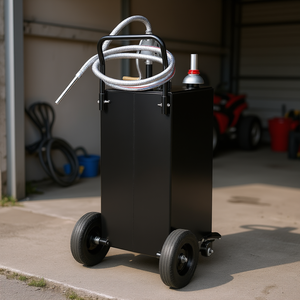 Bidon de carburant noir pour essence, 35 gallons, 4 roues, pompe de transfert manuelle, réservoir de stockage pour voitures, tondeuses à gazon, VTT, bateaux - Product Image 2