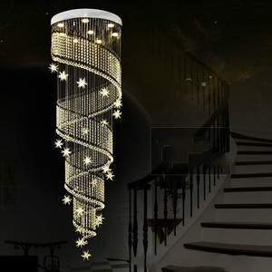 Lampadario a LED per Atrio di Villa Duplex, Lampadario Lungo in Cristallo a Stella per Soggiorno, Illuminazione per Scale in Cristallo - Product Image 1