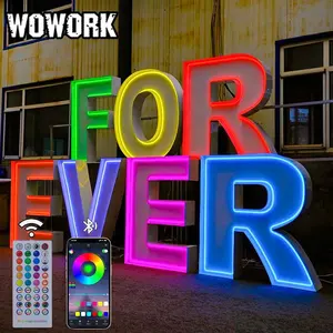 WOWORK party fidanzamento lettere lampada noleggio forniture illuminate iniziali autoportanti matrimonio back drop cerimonie insegna al neon