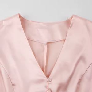 Vestido de Verano Personalizado ODM de Alta Calidad, Vestido Casual Elegante con Cuello en V, Vestido Formal Ajustado con Burbujas para Mujer - Product Image 6