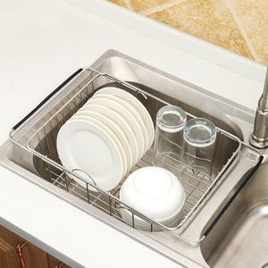 Panier d'égouttage d'évier <span class=keywords><strong>extensible</strong></span> en acier inoxydable OEM pour organisateur de cuisine étagère d'égouttage étagère étagère à plaques - Product Image 3